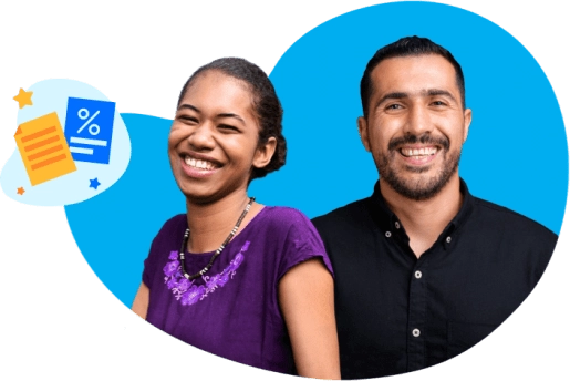 Happy Lady and Male with Terms and Conditions Icon