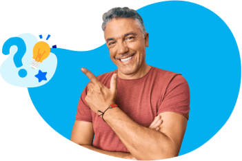 Smiling man with question icon