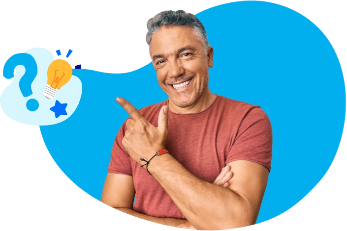 Smiling man with question icon