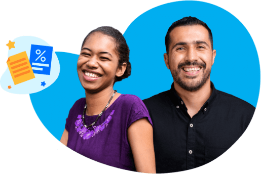 Happy Lady and Male with Terms and Conditions Icon