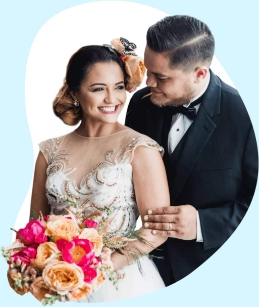 Wedding loan couple with flowers