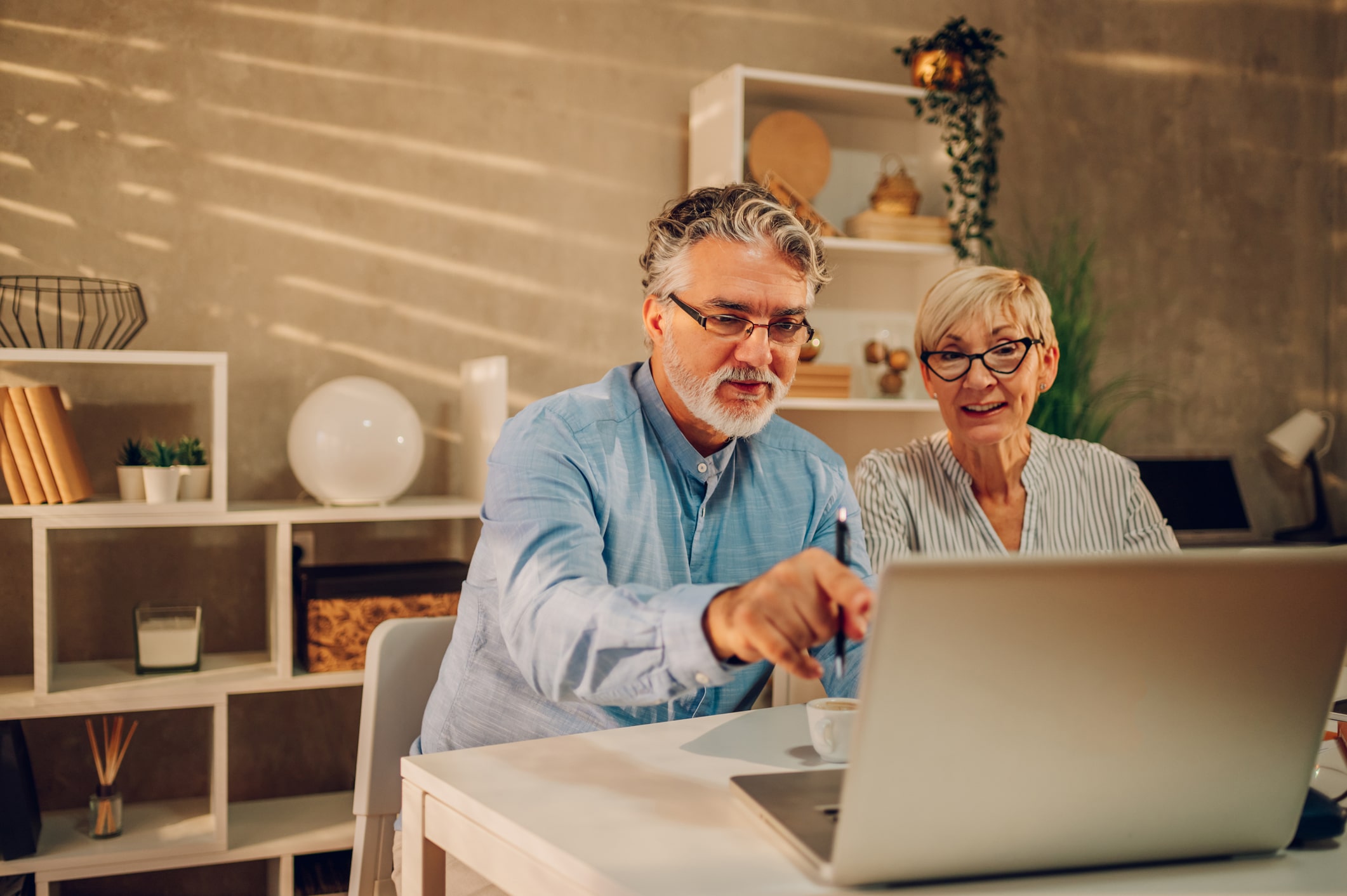 Couple looking at their investments