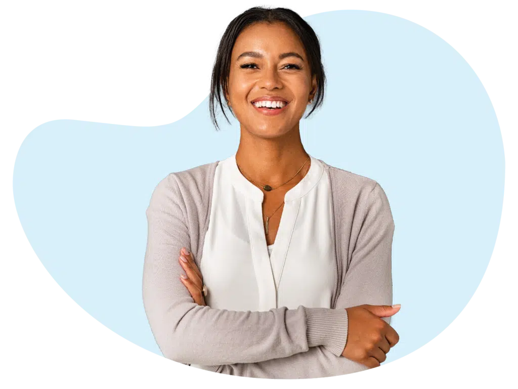 Happy woman smiling — MoneyShop personal loans