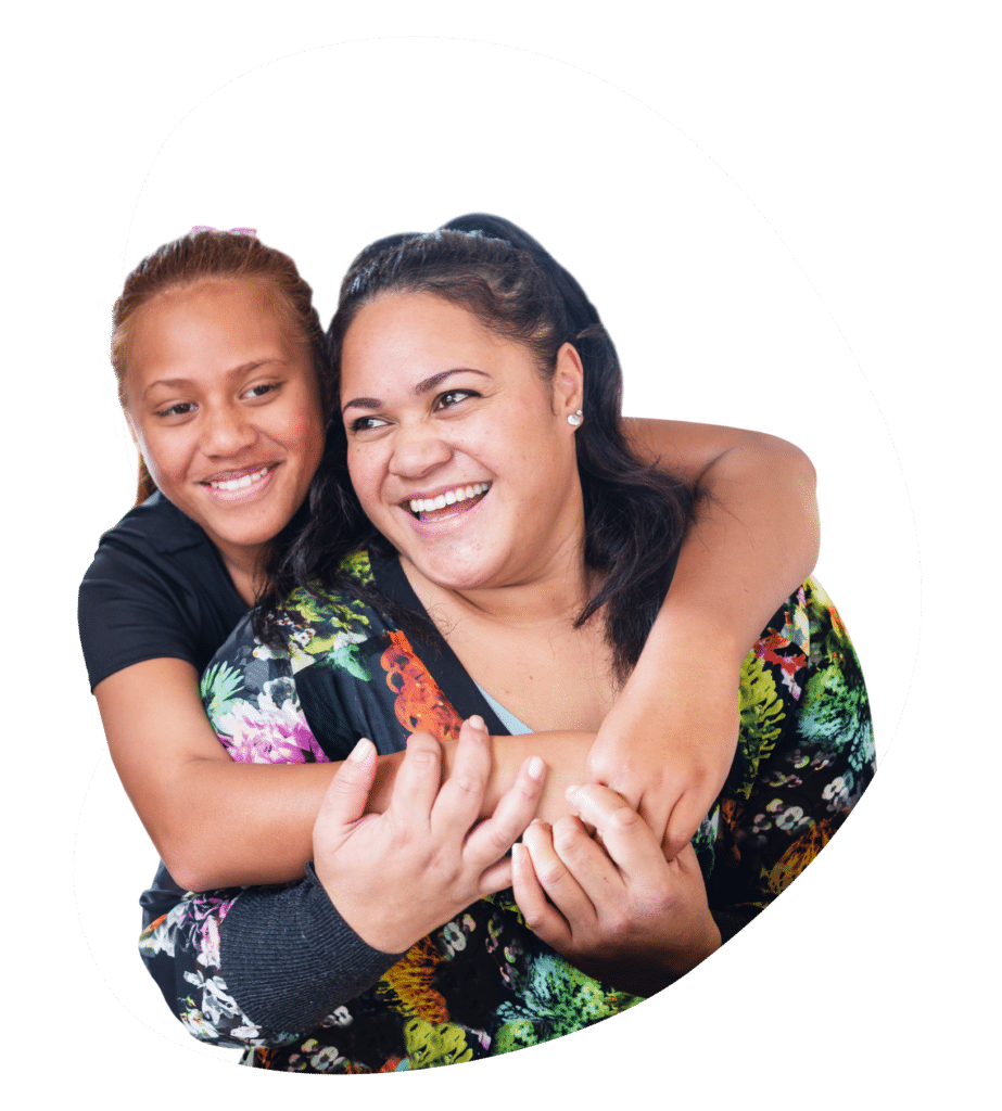 Joyful embrace between mother and daughter