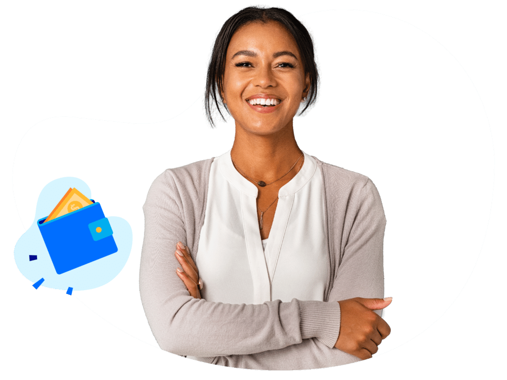 Smiling woman with crossed arms