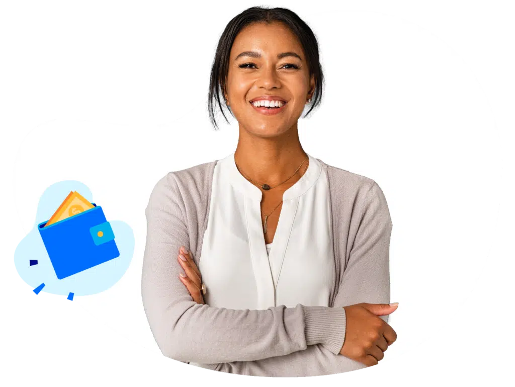 Smiling woman with crossed arms