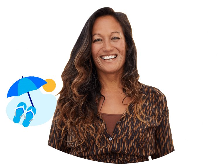 Smiling woman with beach elements