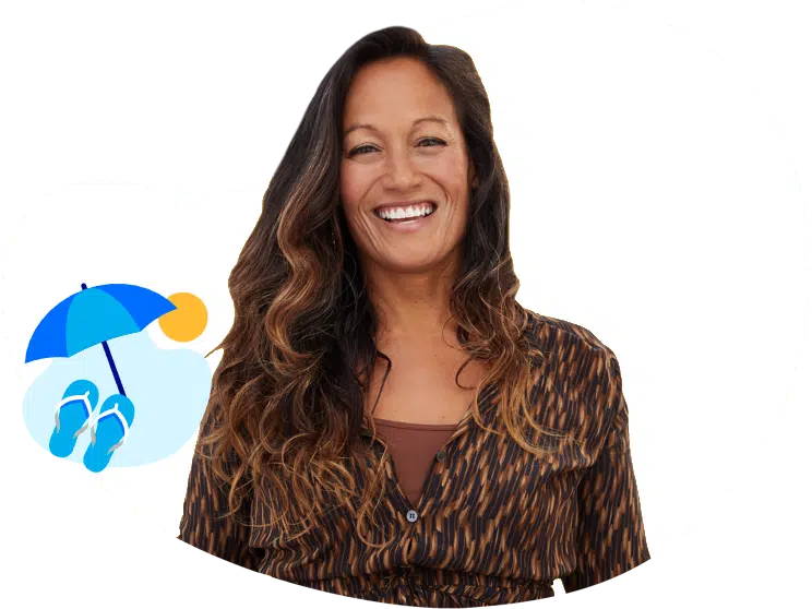 Smiling woman with beach elements