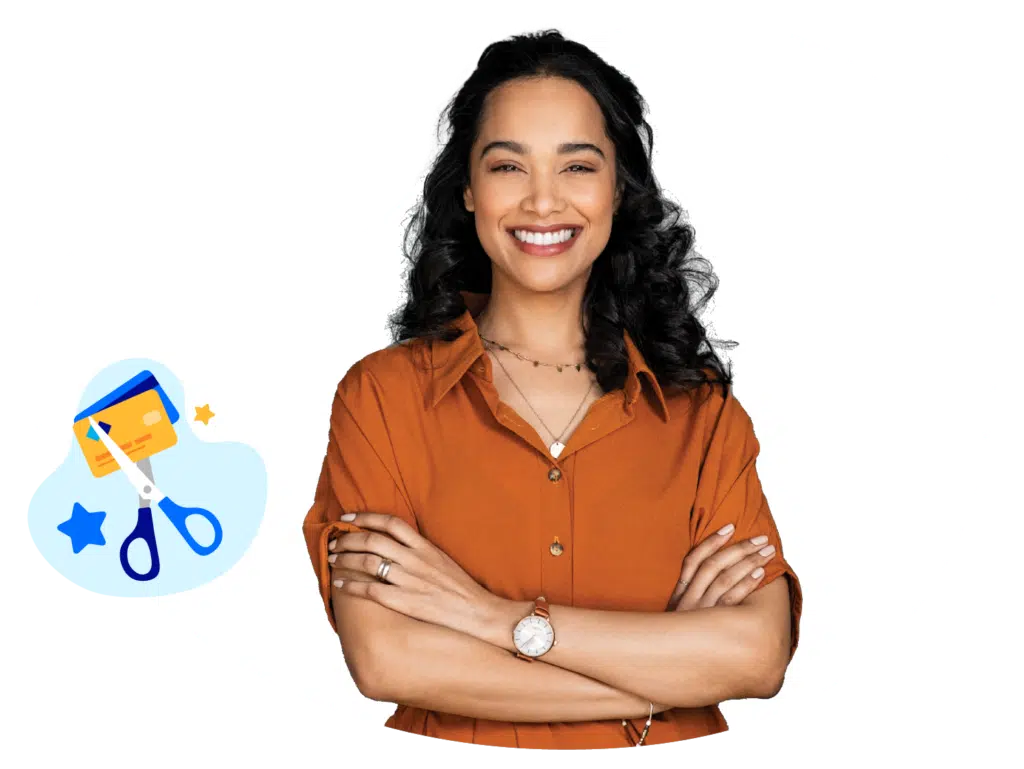 Smiling woman with crossed arms