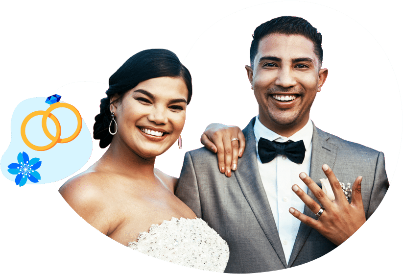 Happy couple celebrating their wedding